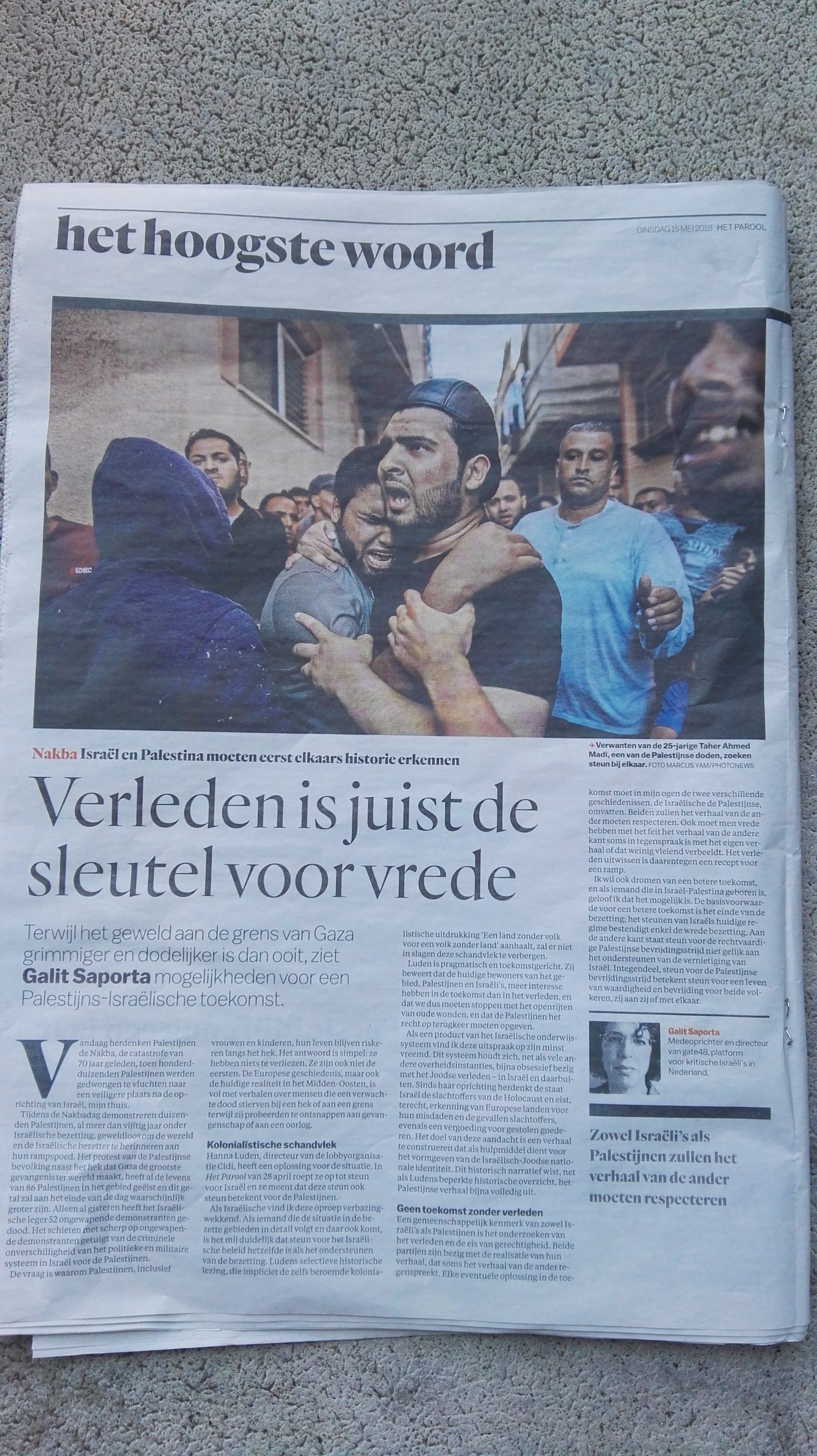 Opinion article by Galit Saporta – director of gate48 – in Het Parool